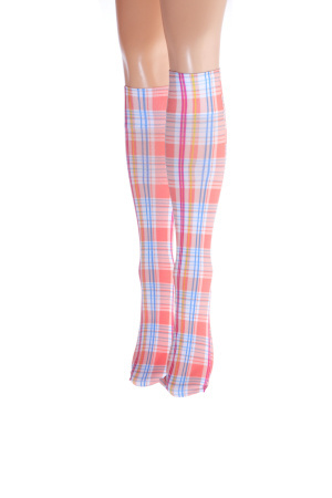 Orange plaid time knee hi