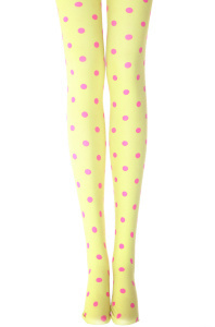 Yellow w/pink dots tights